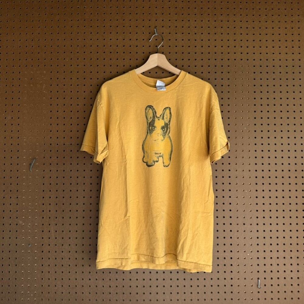 Vintage Graphic T-Shirt Mens L Yellow Dog Tee Faded